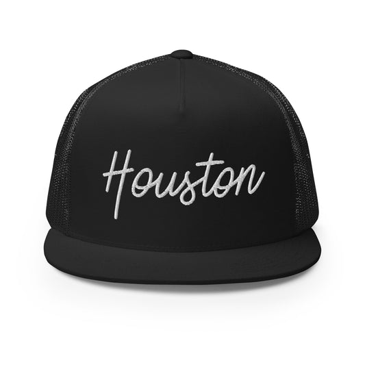 Houston Retro Script High 5 Panel A-Frame Snapback Trucker Hat