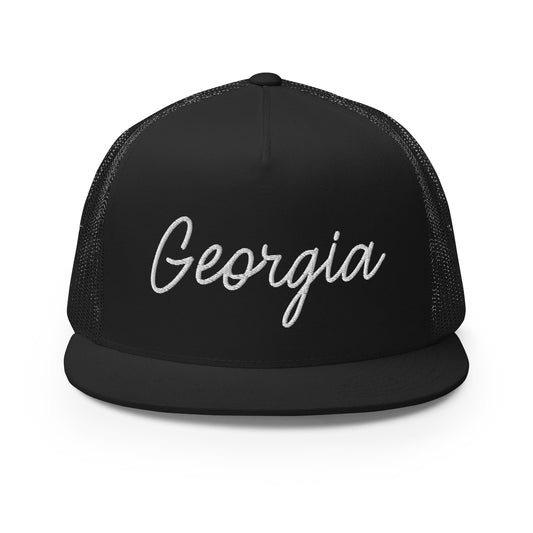 Georgia Retro Script High 5 Panel A-Frame Snapback Trucker Hat