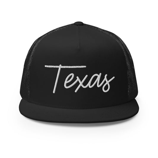 Texas Retro Script High 5 Panel A-Frame Snapback Trucker Hat