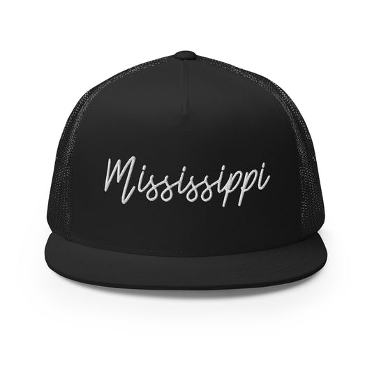 Mississippi Retro Script High 5 Panel A-Frame Snapback Trucker Hat