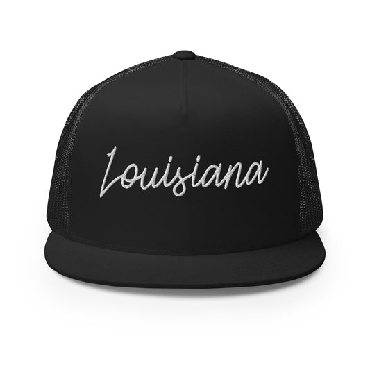 Louisiana Retro Script High 5 Panel A-Frame Snapback Trucker Hat