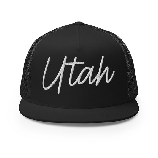 Utah Retro Script High 5 Panel A-Frame Snapback Trucker Hat