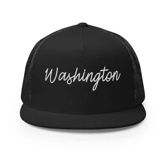 Washington Retro Script High 5 Panel A-Frame Snapback Trucker Hat