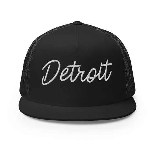 Detroit Retro Script High 5 Panel A-Frame Snapback Trucker Hat