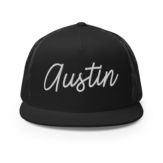 Austin Retro Script High 5 Panel A-Frame Snapback Trucker Hat