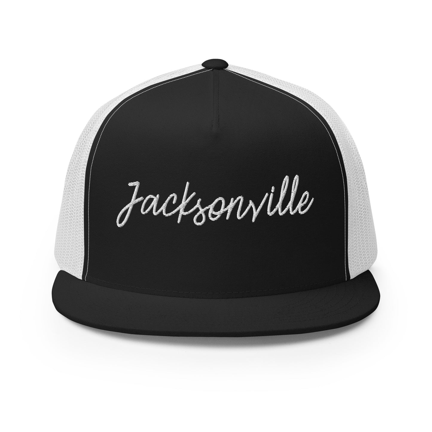 Jacksonville Retro Script High 5 Panel A-Frame Snapback Trucker Hat