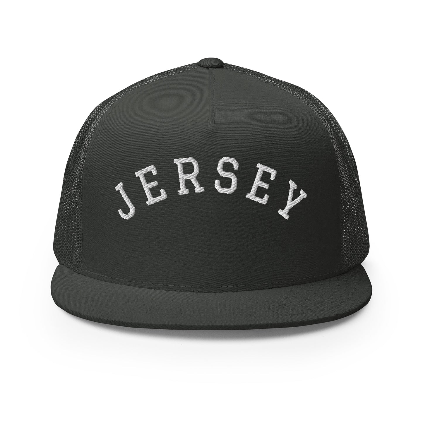 New Jersey "Jersey" Arch High 5 Panel A-Frame Snapback Trucker Hat