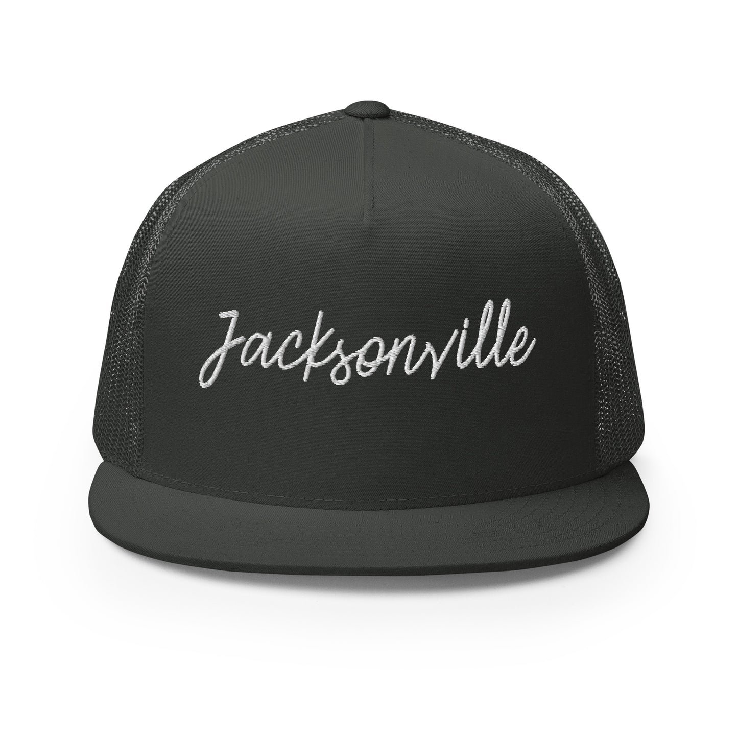 Jacksonville Retro Script High 5 Panel A-Frame Snapback Trucker Hat