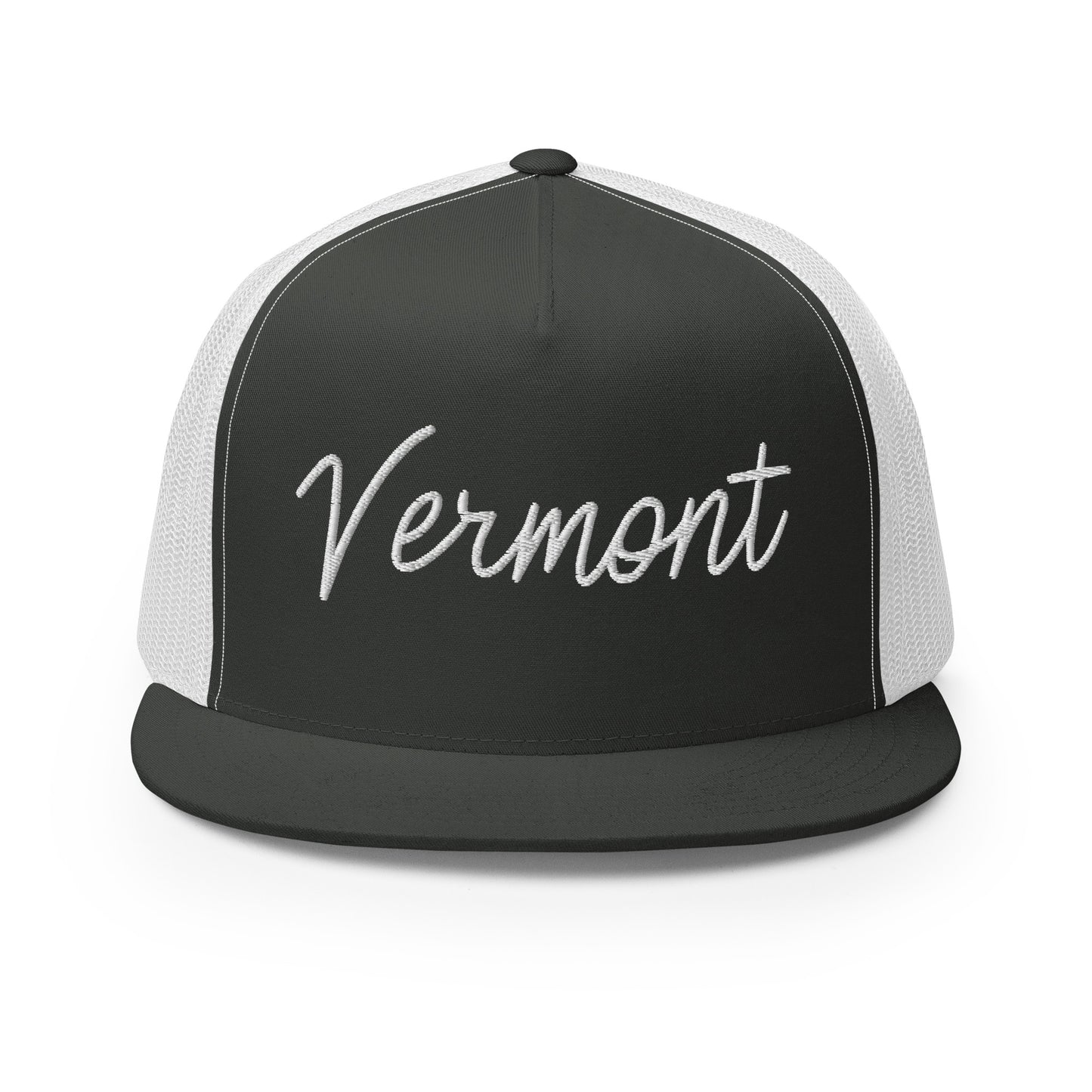 Vermont Retro Script High 5 Panel A-Frame Snapback Trucker Hat