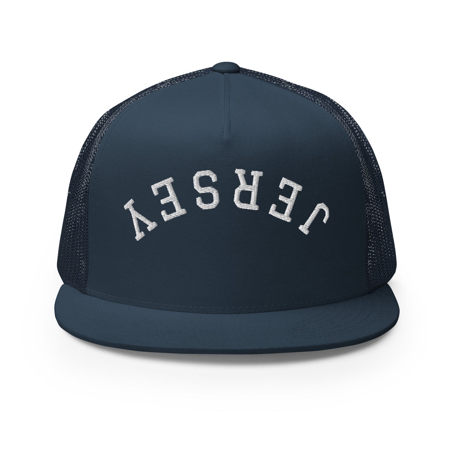 New Jersey "Jersey" Upside Down Arch High 5 Panel A-Frame Snapback Trucker Hat