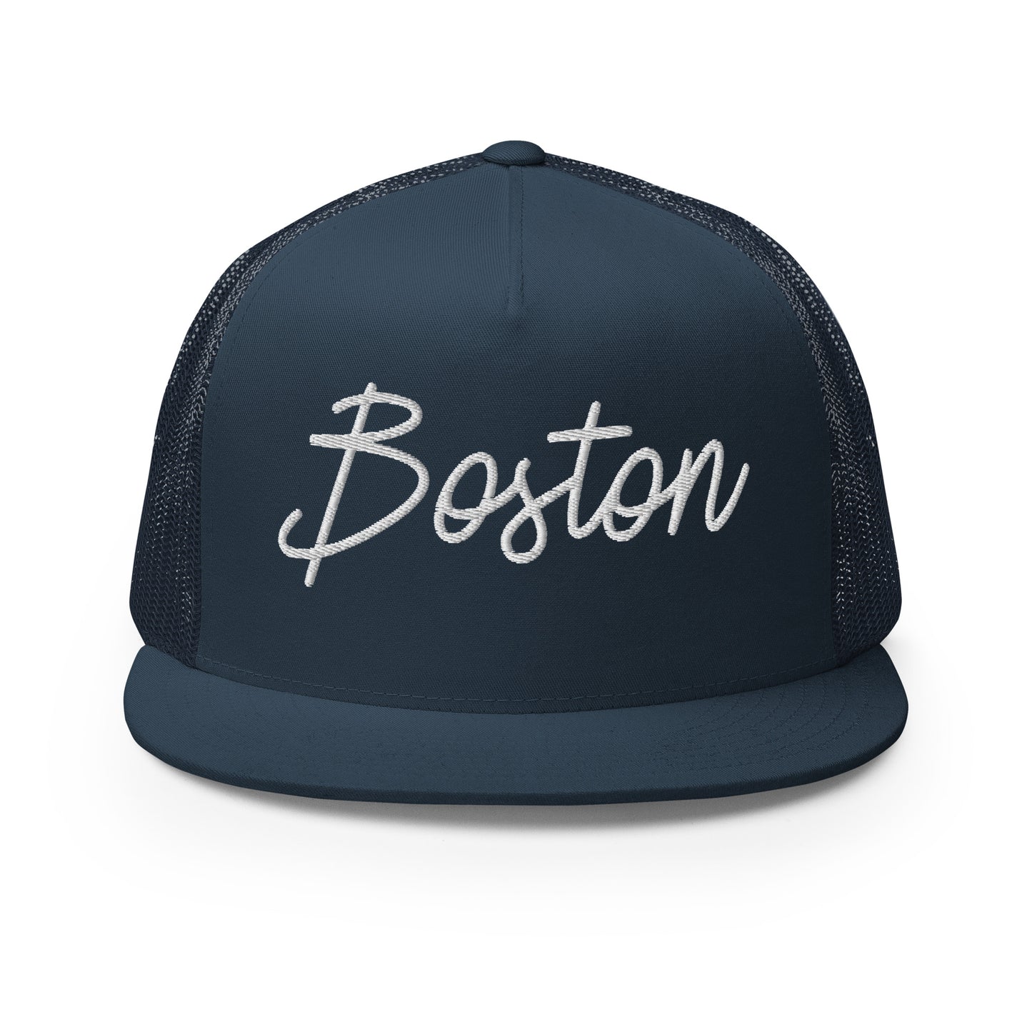 Boston Retro Script High 5 Panel A-Frame Snapback Trucker Hat