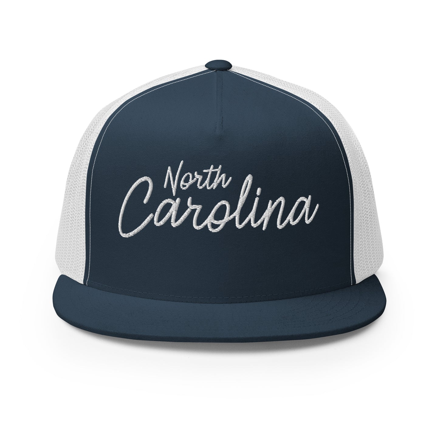 North Carolina Retro Script High 5 Panel A-Frame Snapback Trucker Hat