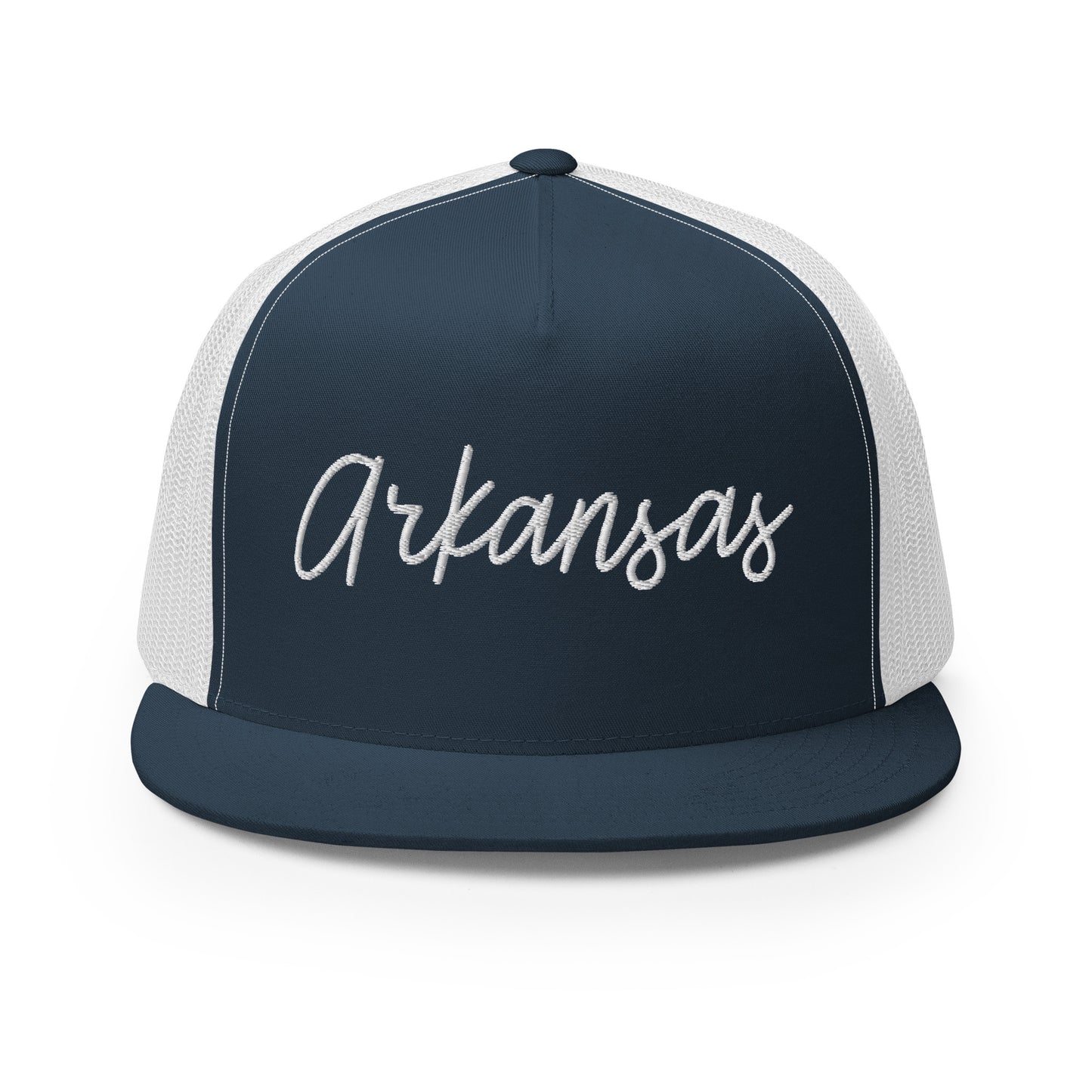 Arkansas Retro Script High 5 Panel A-Frame Snapback Trucker Hat