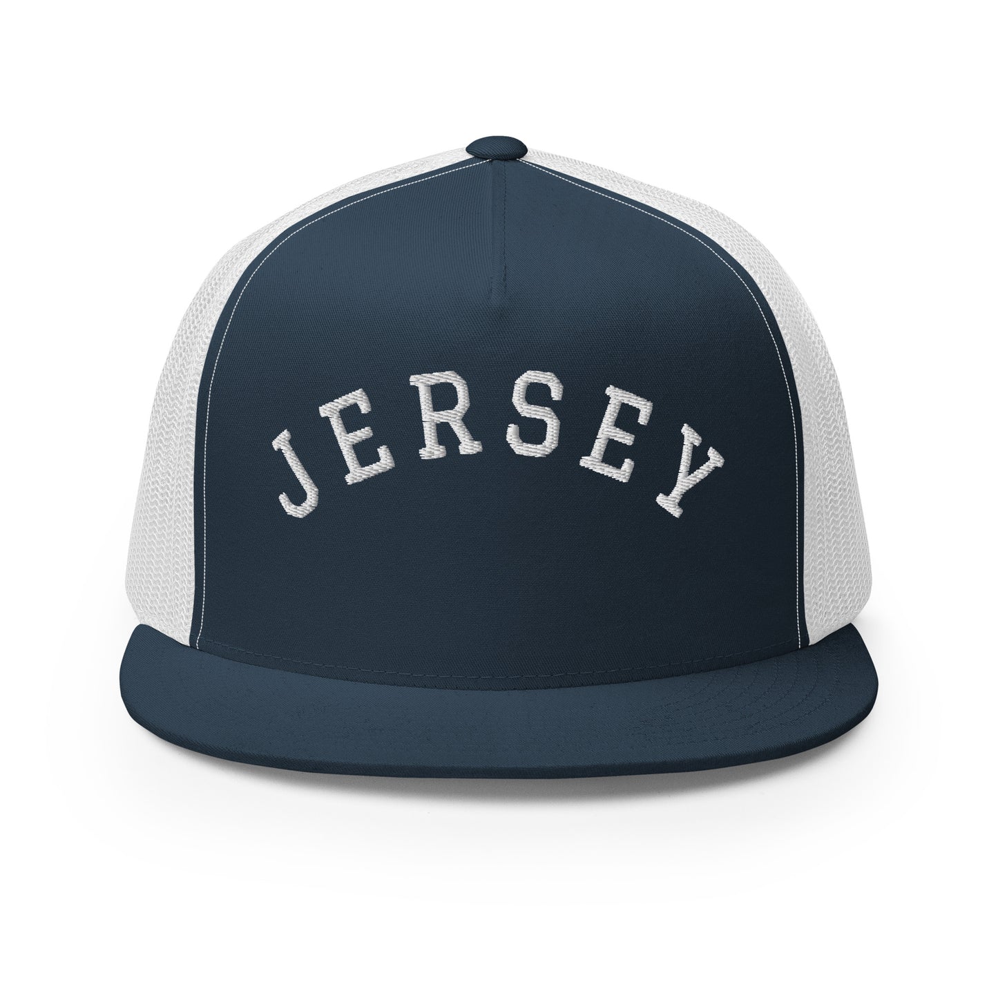 New Jersey "Jersey" Arch High 5 Panel A-Frame Snapback Trucker Hat