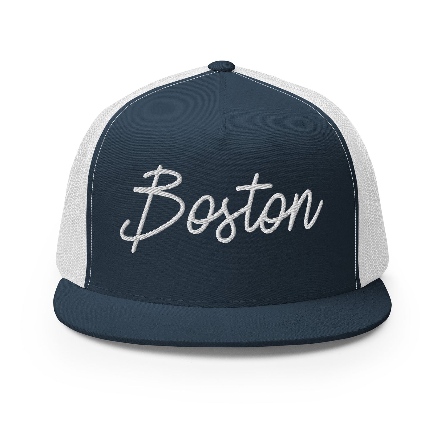 Boston Retro Script High 5 Panel A-Frame Snapback Trucker Hat