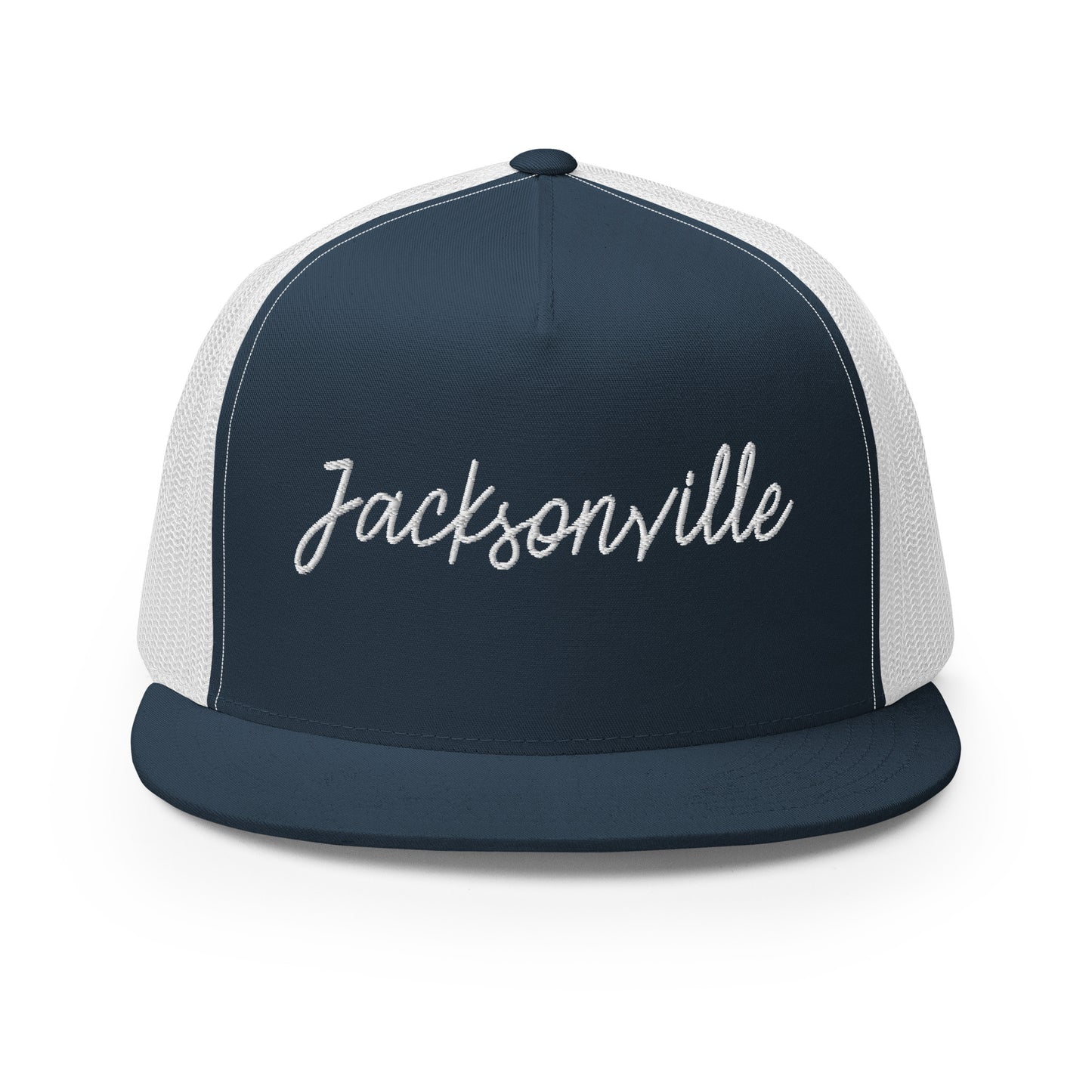 Jacksonville Retro Script High 5 Panel A-Frame Snapback Trucker Hat