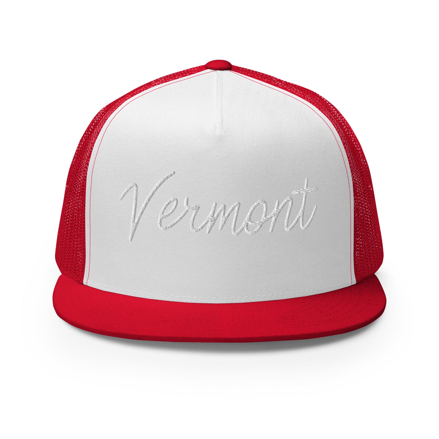 Vermont Retro Script High 5 Panel A-Frame Snapback Trucker Hat