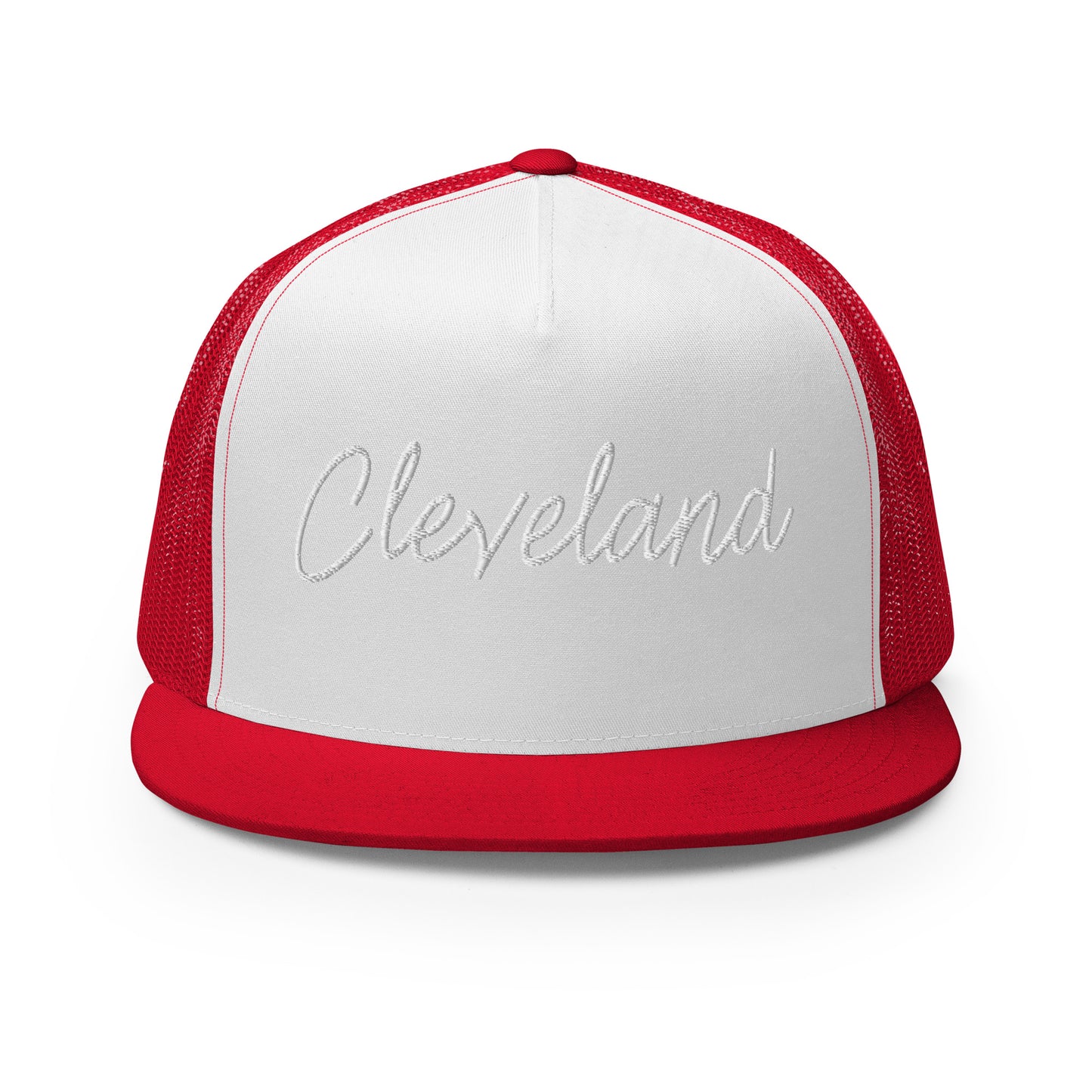 Cleveland Retro Script High 5 Panel A-Frame Snapback Trucker Hat