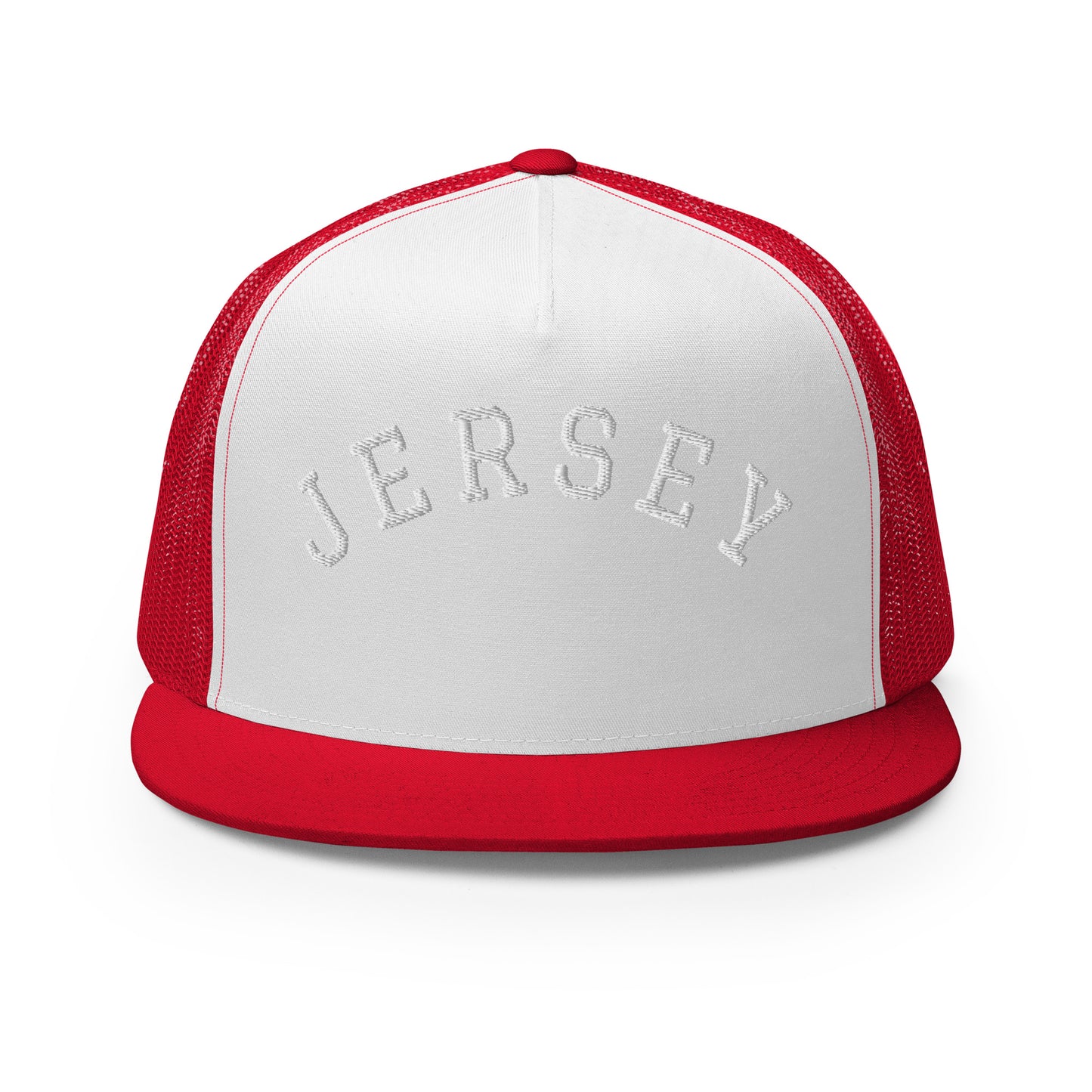 New Jersey "Jersey" Arch High 5 Panel A-Frame Snapback Trucker Hat