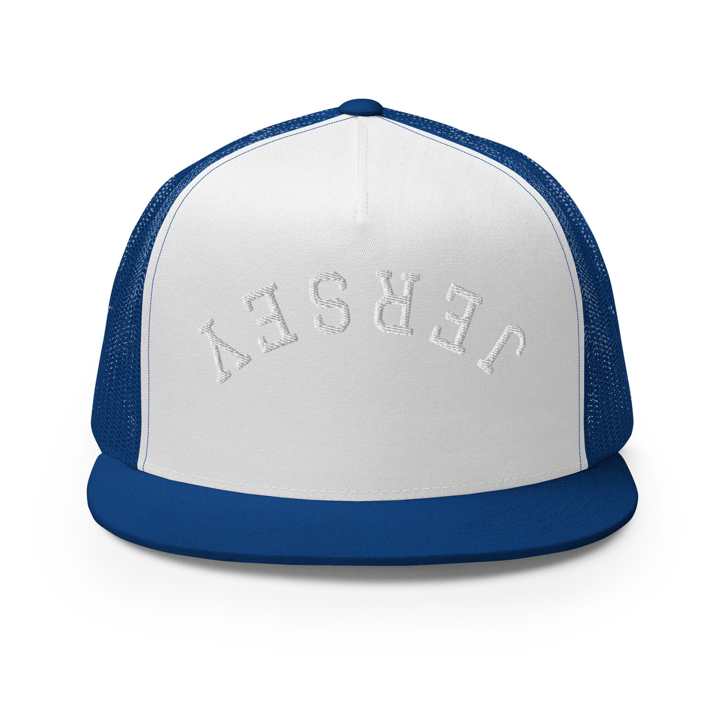 New Jersey "Jersey" Upside Down Arch High 5 Panel A-Frame Snapback Trucker Hat