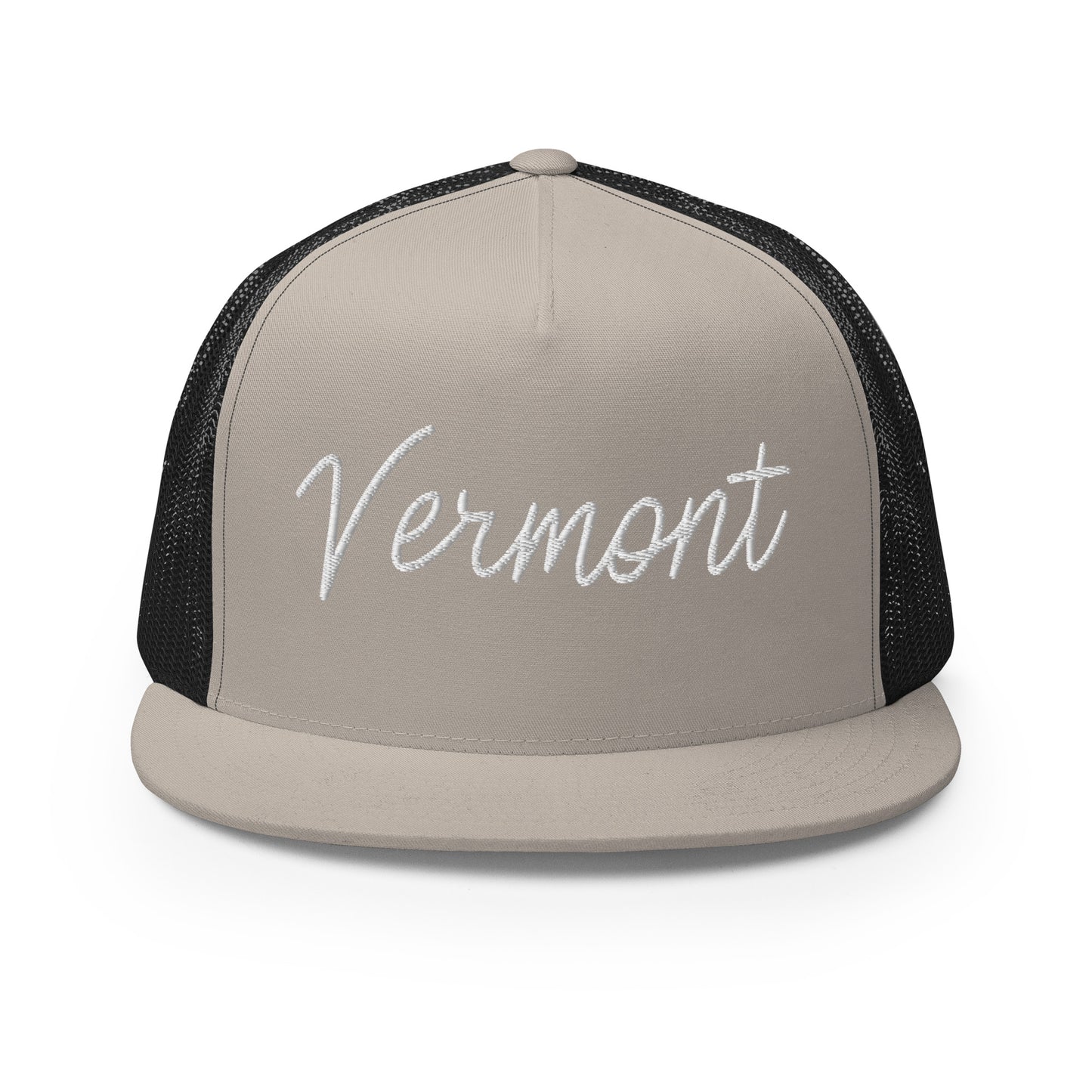 Vermont Retro Script High 5 Panel A-Frame Snapback Trucker Hat