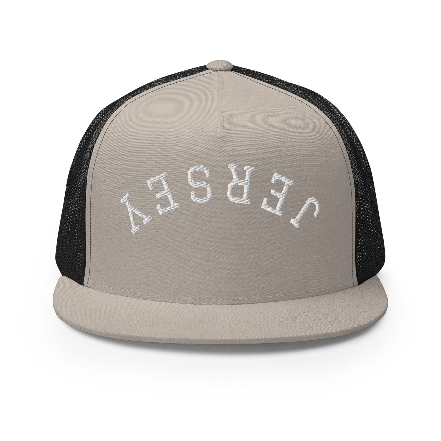 New Jersey "Jersey" Upside Down Arch High 5 Panel A-Frame Snapback Trucker Hat