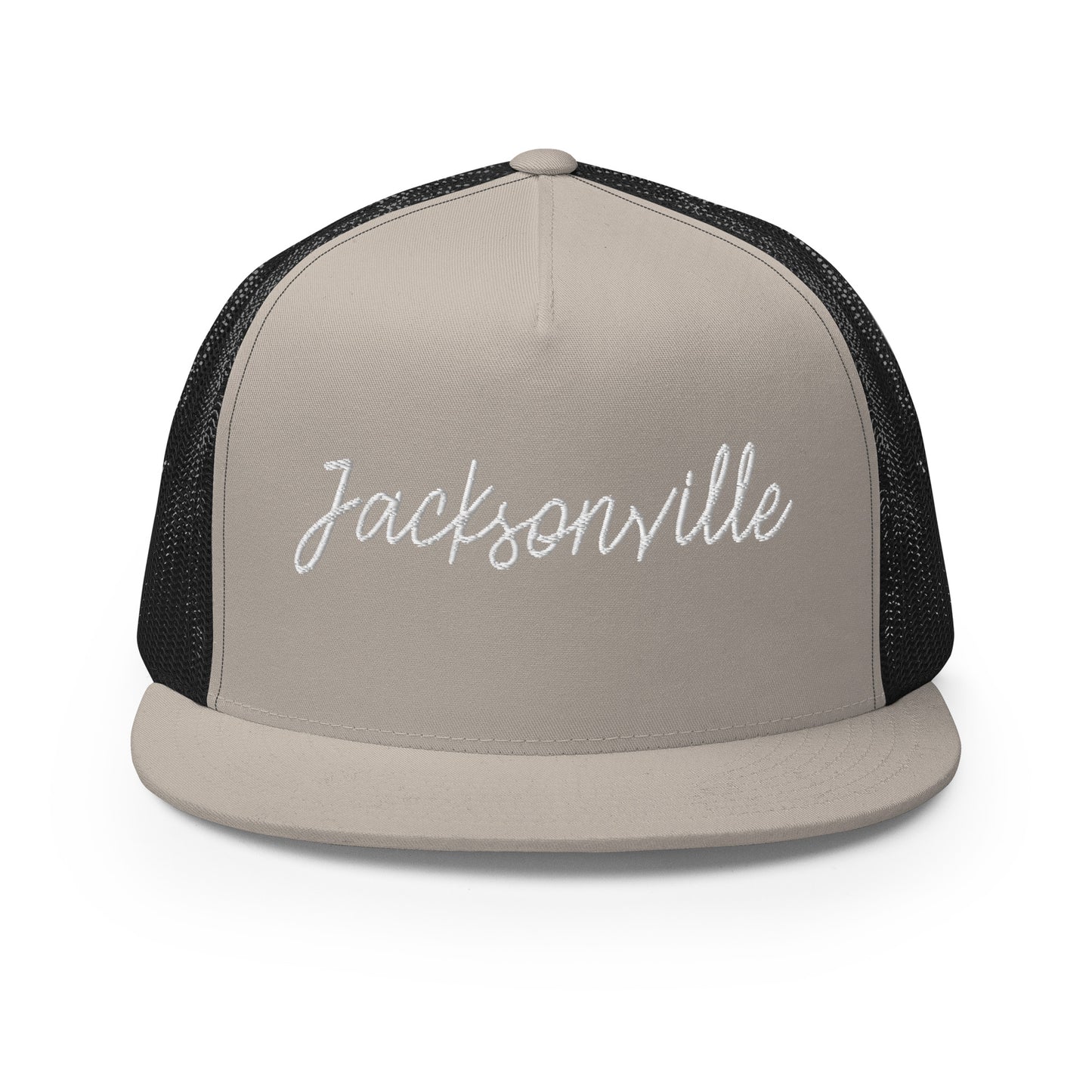 Jacksonville Retro Script High 5 Panel A-Frame Snapback Trucker Hat