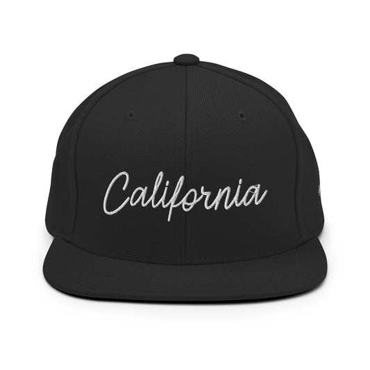 California Retro Script 6 Panel Snapback Hat