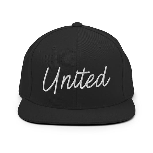 United States USA "United" Retro Script 6 Panel Snapback Hat