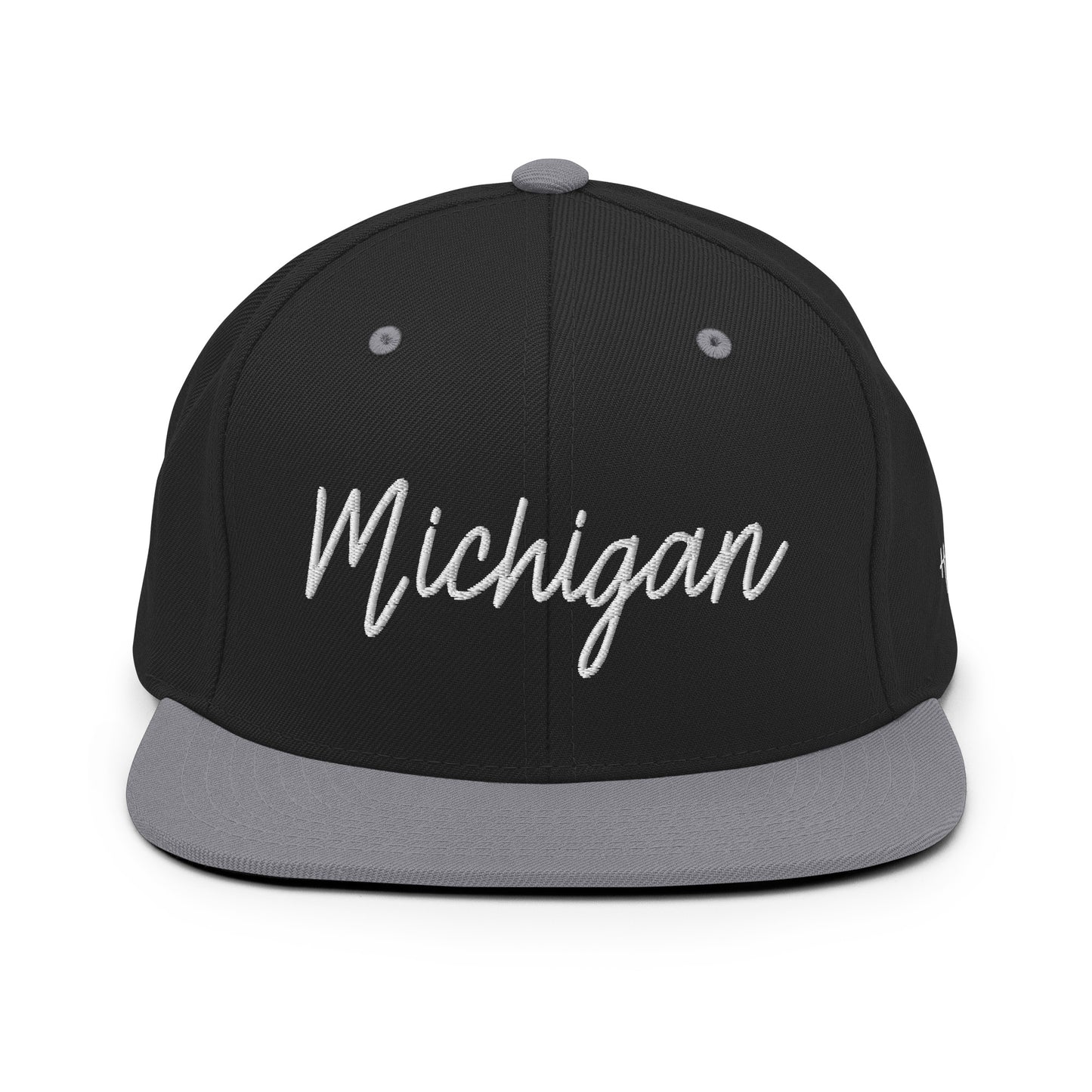 Michigan Retro Script 6 Panel Snapback Hat