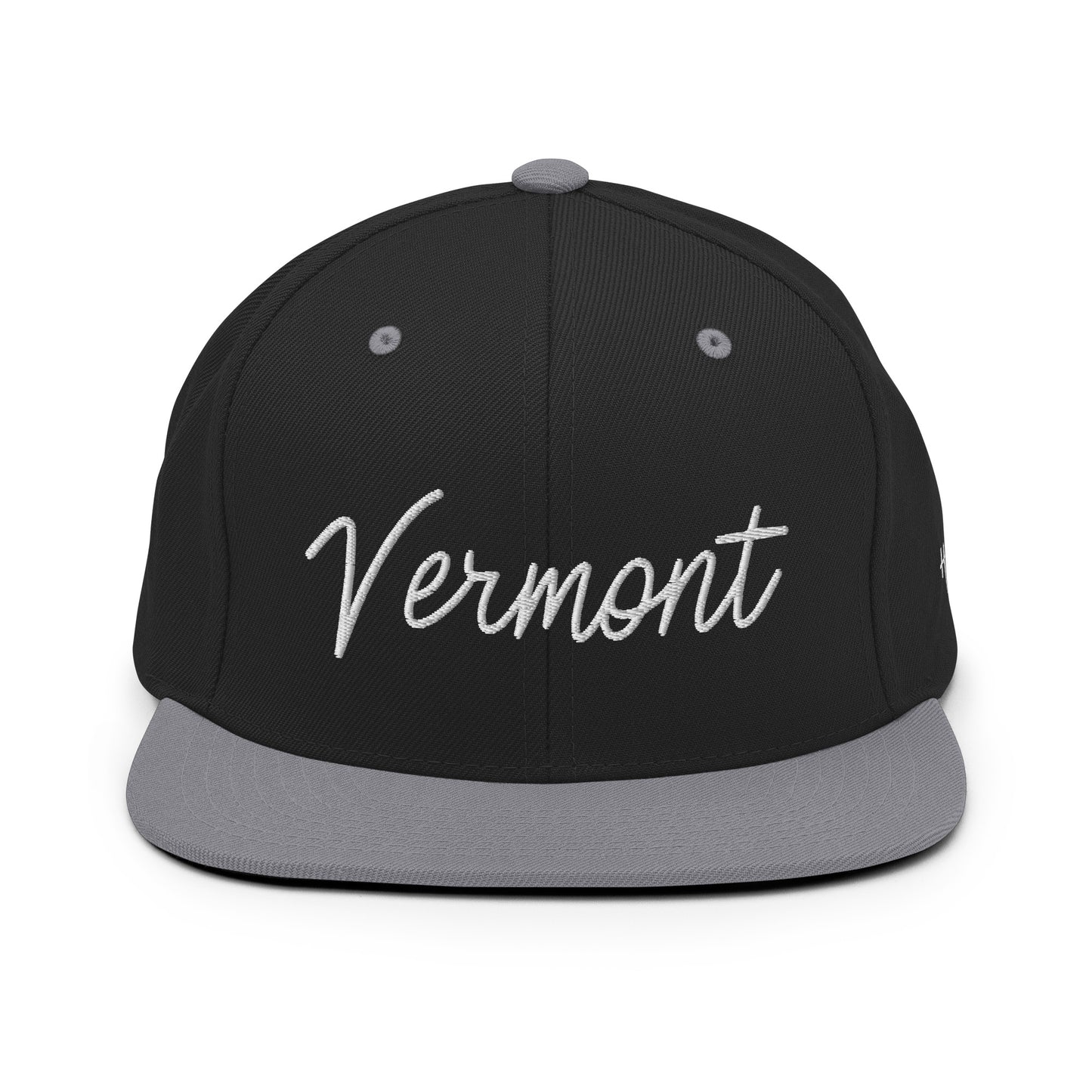 Vermont Retro Script 6 Panel Snapback Hat