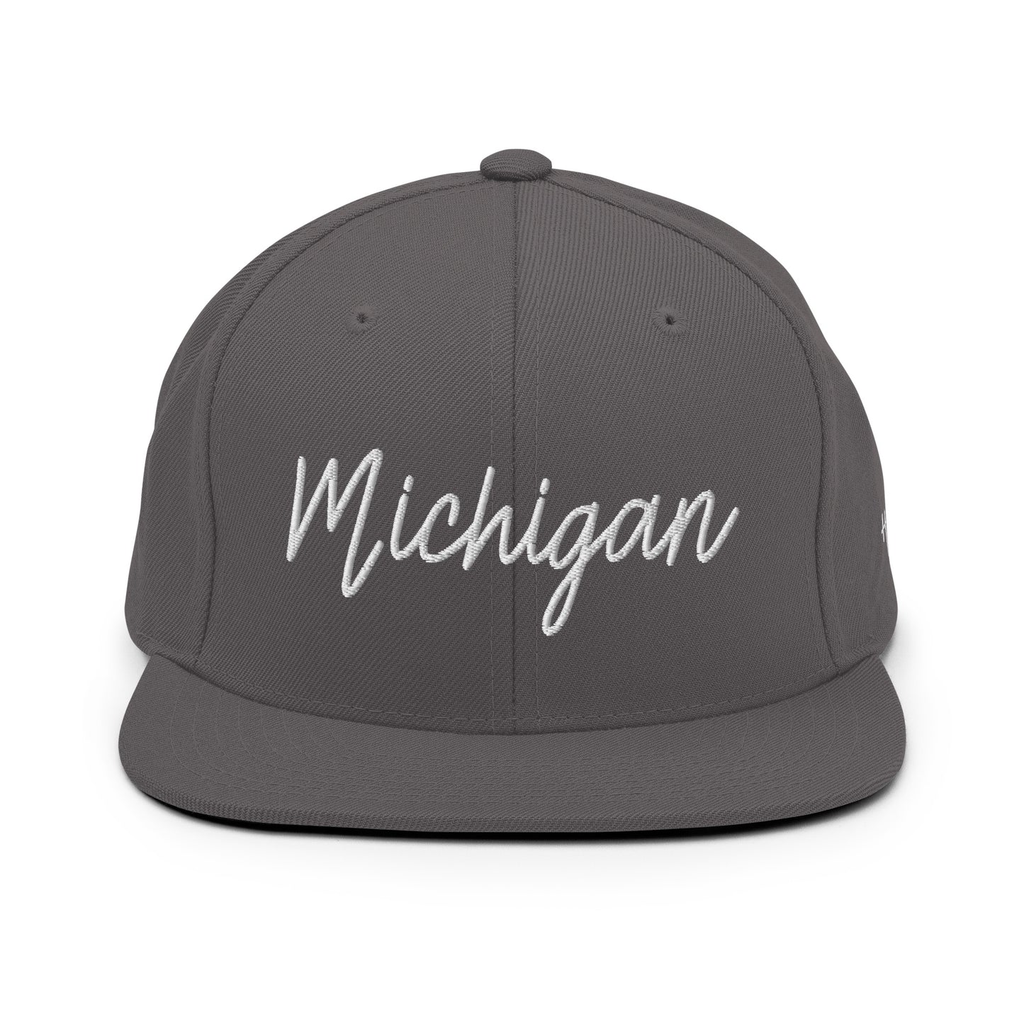 Michigan Retro Script 6 Panel Snapback Hat