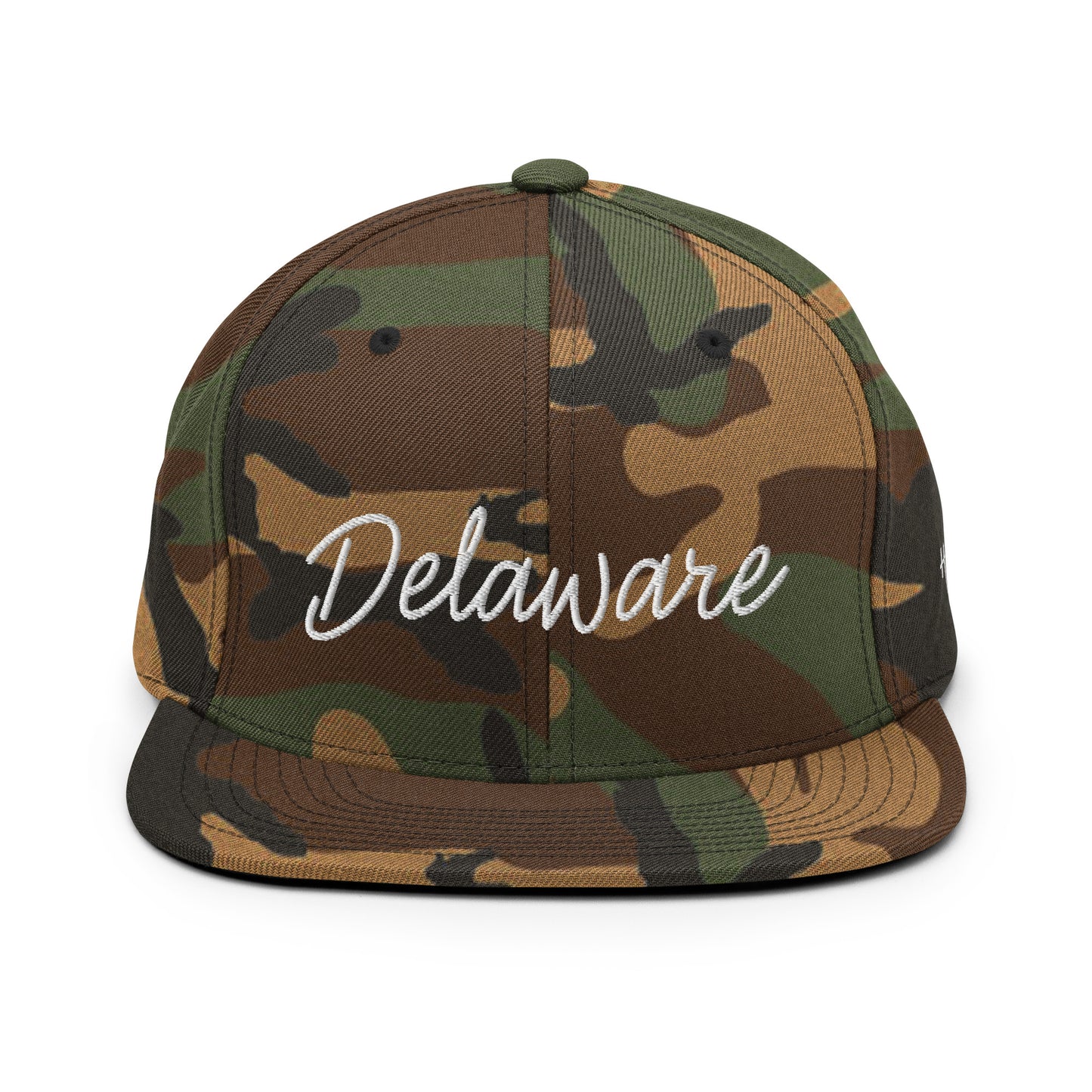 Delaware Retro Script 6 Panel Snapback Hat