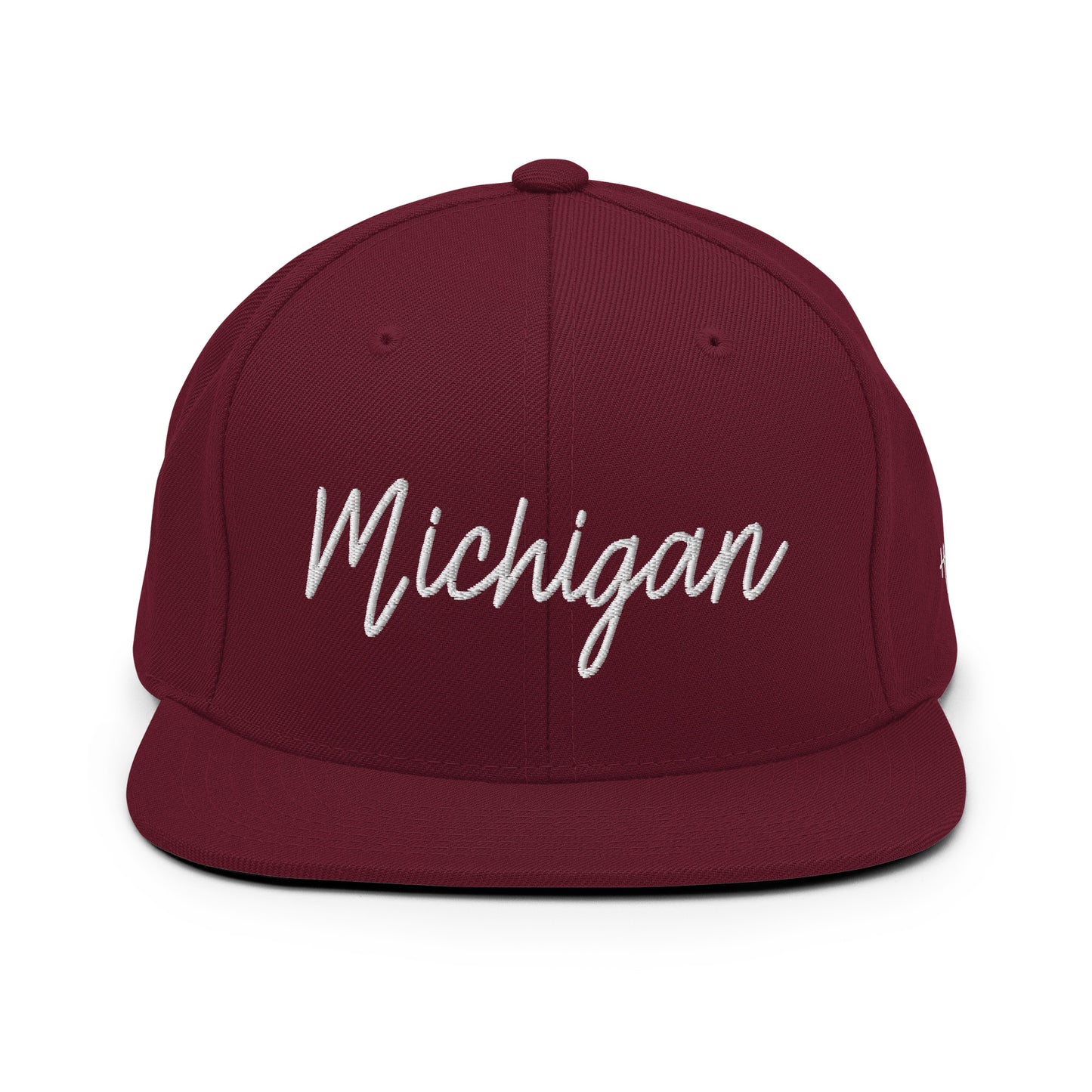 Michigan Retro Script 6 Panel Snapback Hat