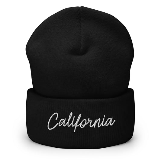 California Retro Script Cuffed Beanie Hat