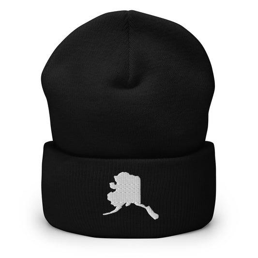 Alaska State Silhouette Cuffed Beanie Hat