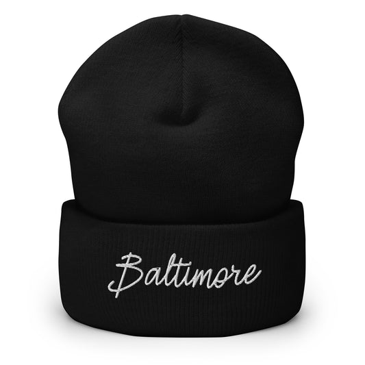 Baltimore Retro Script Cuffed Beanie Hat