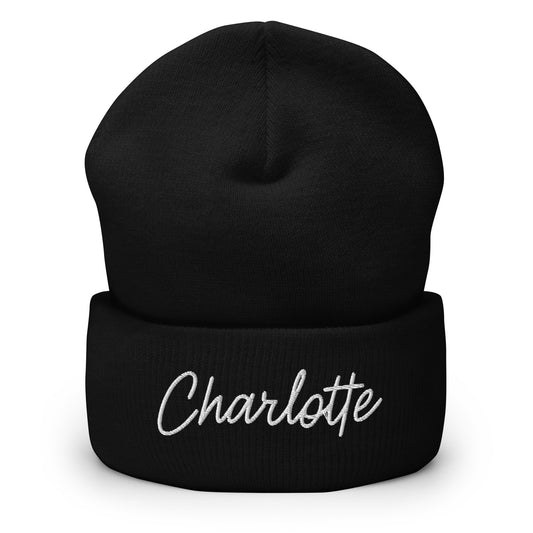 Charlotte Retro Script Cuffed Beanie Hat