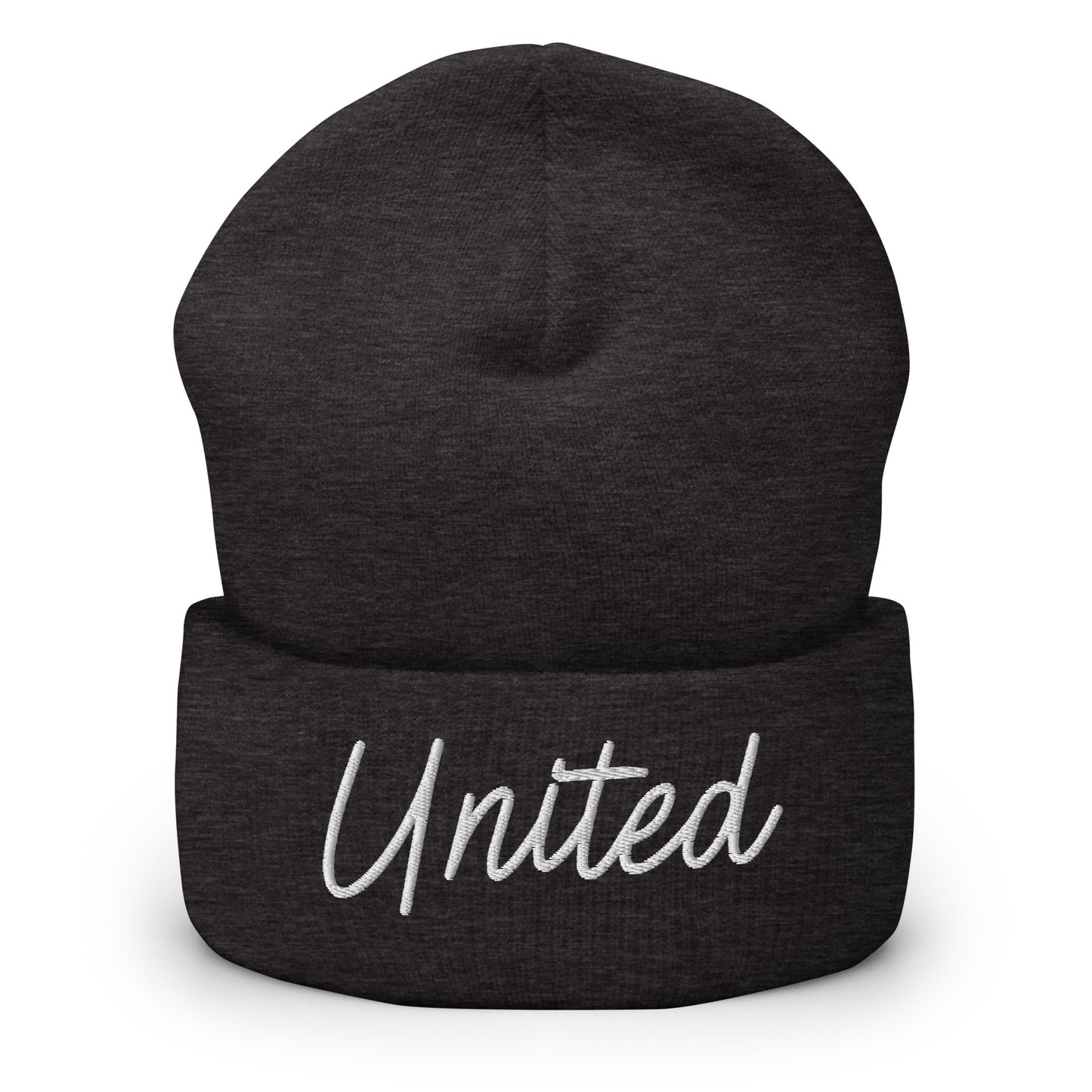 United States USA "United" Retro Script Cuffed Beanie Hat