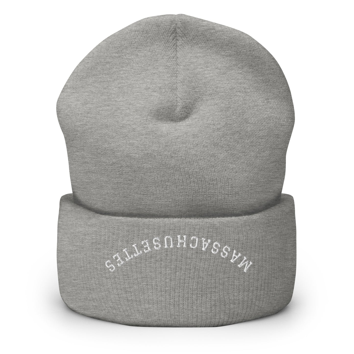 Massachusetts Upside Down Arch Cuffed Beanie Hat