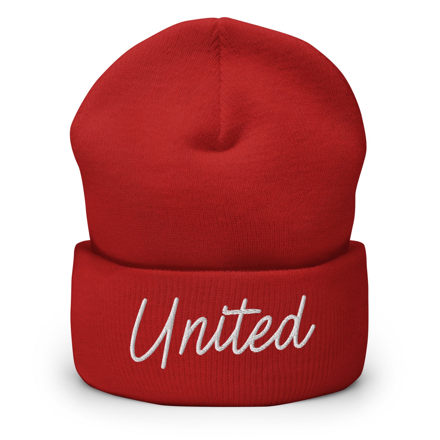 United States USA "United" Retro Script Cuffed Beanie Hat