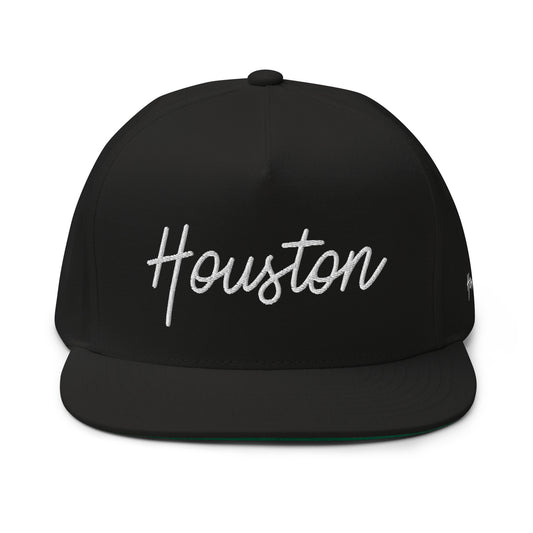 Houston Retro Script 5 Panel A-Frame Snapback Hat