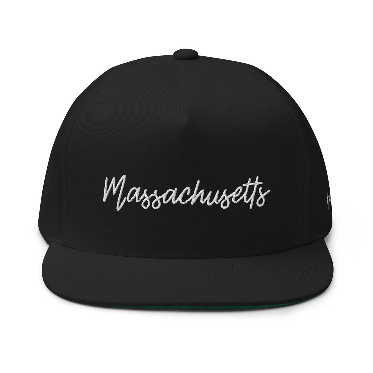 Massachusetts Retro Script 5 Panel A-Frame Snapback Hat