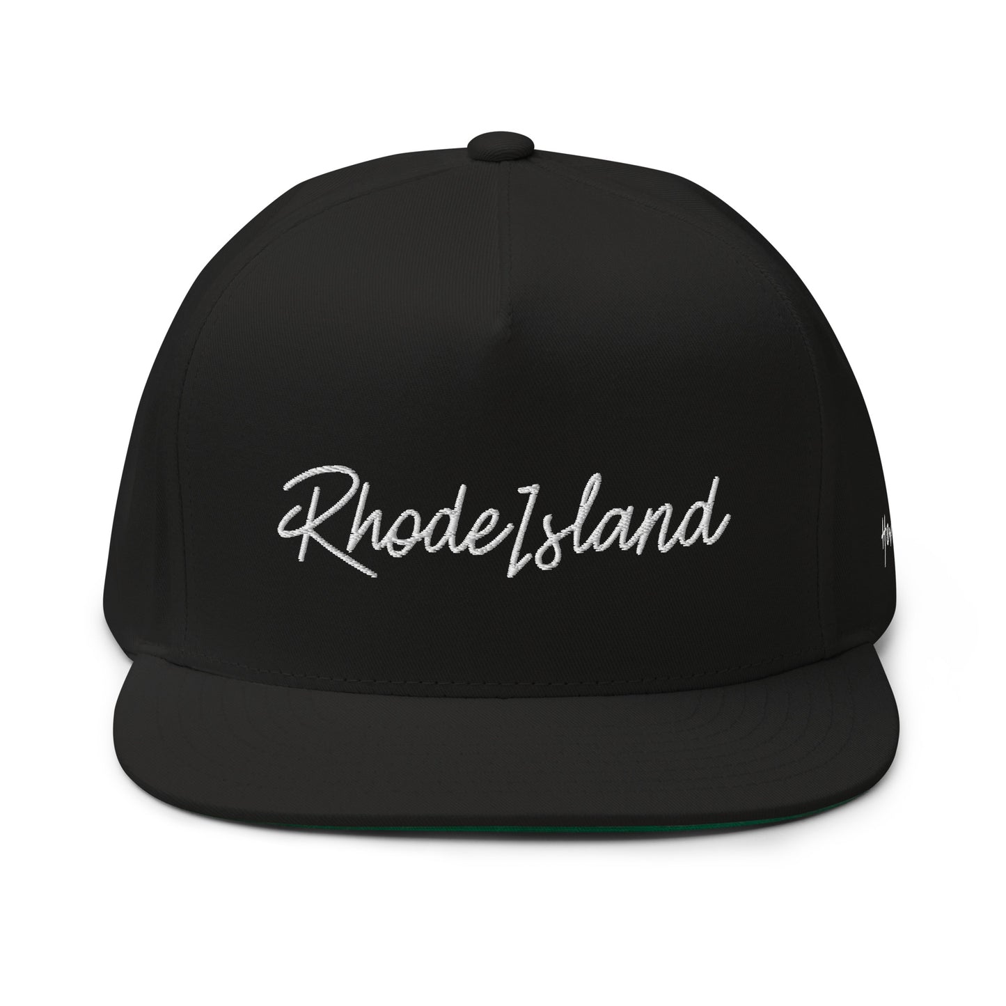 Rhode Island Retro Script 5 Panel A-Frame Snapback Hat
