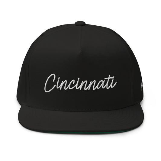 Cincinnati Retro Script 5 Panel A-Frame Snapback Hat