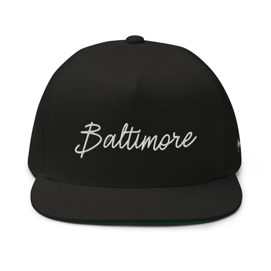 Baltimore Retro Script 5 Panel A-Frame Snapback Hat