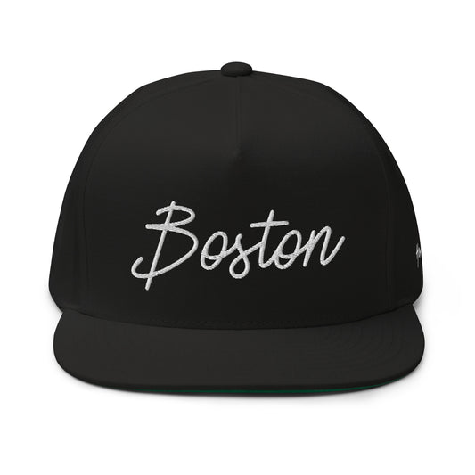 Boston Retro Script 5 Panel A-Frame Snapback Hat