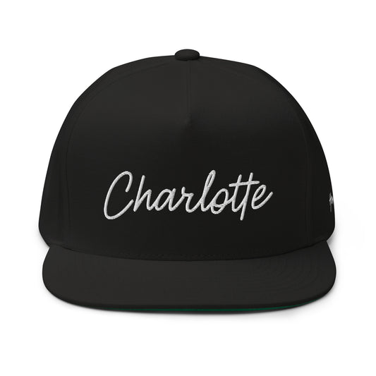 Charlotte Retro Script 5 Panel A-Frame Snapback Hat