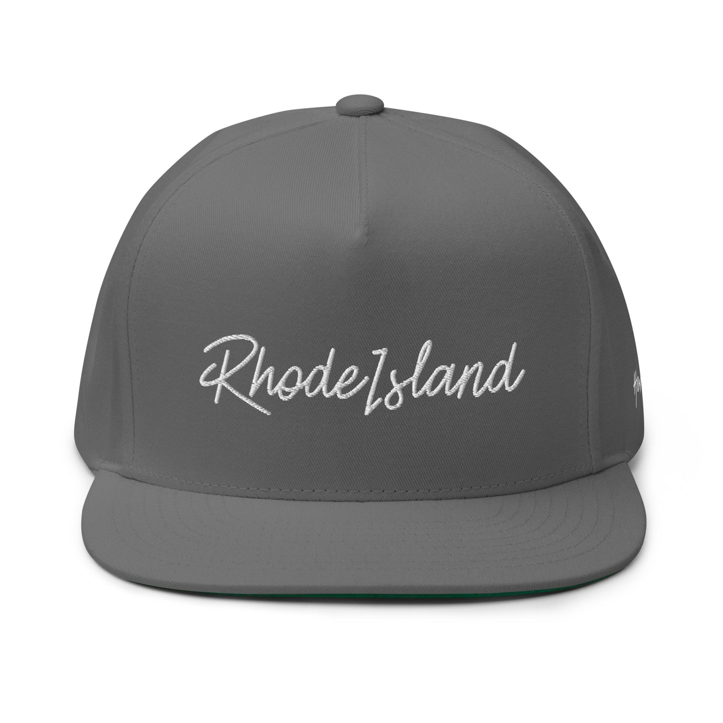 Rhode Island Retro Script 5 Panel A-Frame Snapback Hat