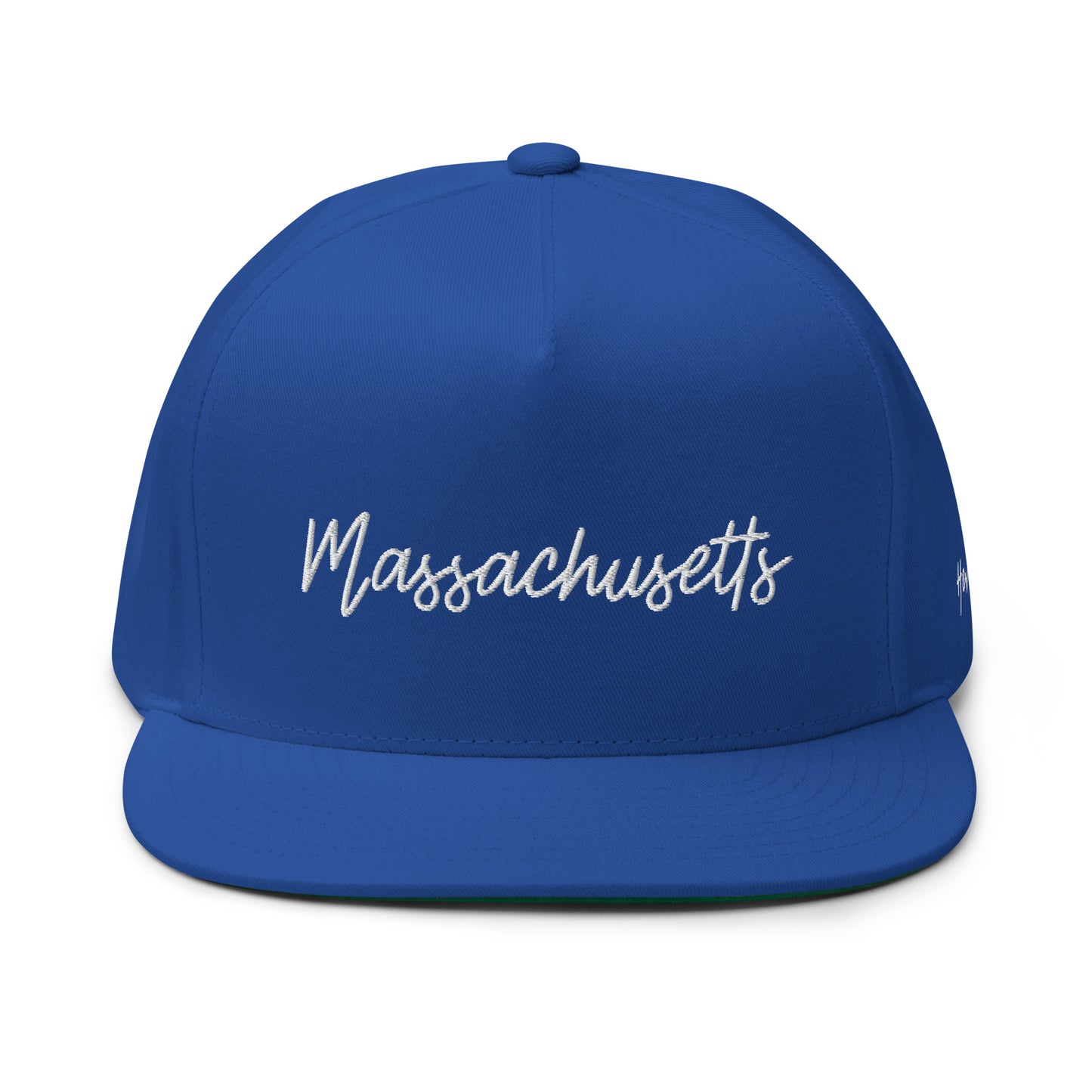 Massachusetts Retro Script 5 Panel A-Frame Snapback Hat